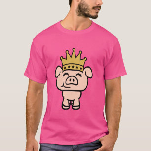Gris drottning Krona Kung Princess Cute Piggy Pi T Shirt