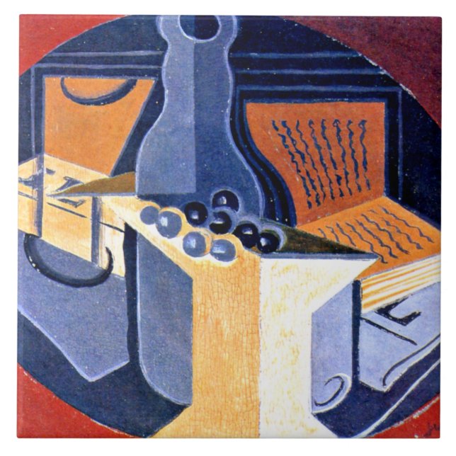 Gris - Druvor, Carafe och Bok Kakelplatta (Framsidan)