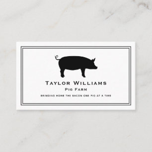 Gris Farm Animal Hog Farming Farmer Black White Visitkort