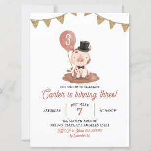 Gris Farm Boy Birthday-inbjudan Inbjudningar