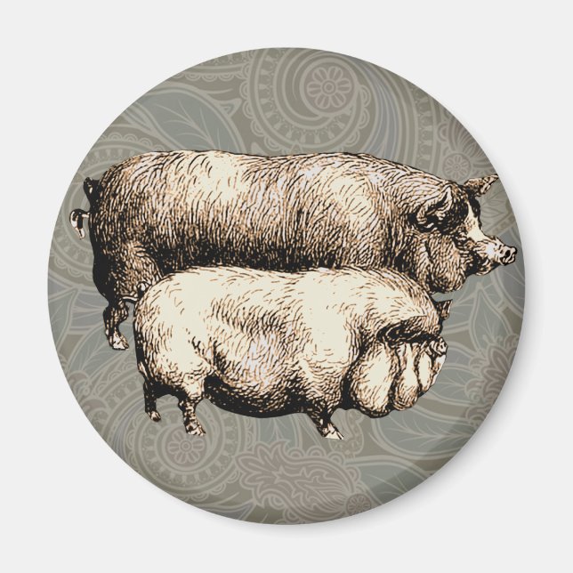 Gris Farm Land Antique Illustration Art Magnet (Framsidan)
