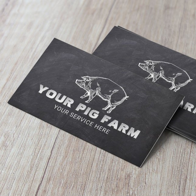 Gris Farm Livestock Gris Producer Rustic Chalkboar Visitkort (Skapare uppladdad)