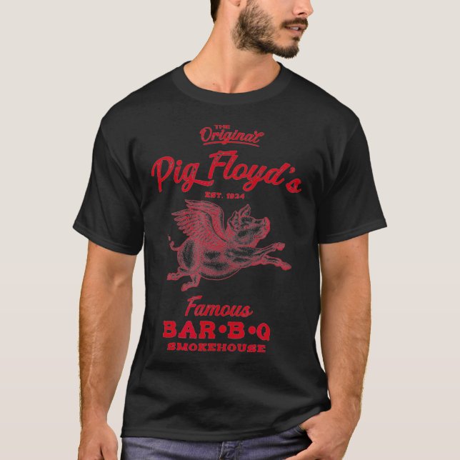 Gris Floyd's Berömd BarBQ Smokehouse Funny BBQ bac T Shirt (Framsida)