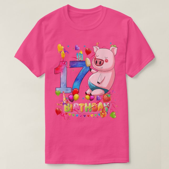 Gris Födelsedagsfest 17-åriga barn 17:e Gris T Shirt (Design framsida)