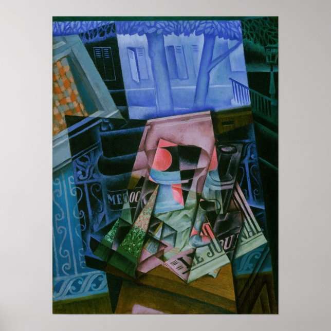 Gris - fortfarande livstid innan ett öppet fönster poster (Framsidan)