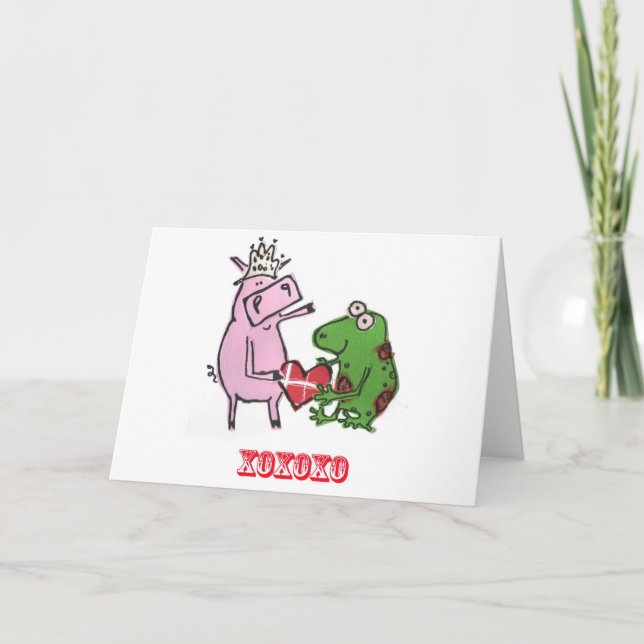 Gris & Frog i kärlek-valentinkort Helgkort (Framsida)