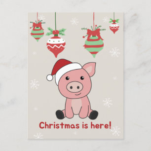 Gris God Jul Djur Grisar Högtid Julkort Helg Vykort