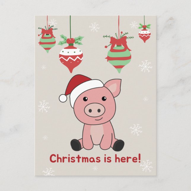Gris God Jul Djur Grisar Högtid Julkort Helg Vykort (Framsida)