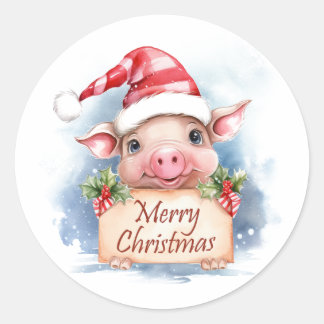 Gris God jul Runt Klistermärke