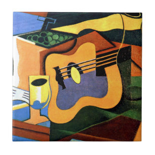 Gris - Guitar och Flaska Kakelplatta