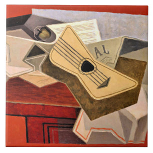 Gris - Guitar och Newspaper Kakelplatta