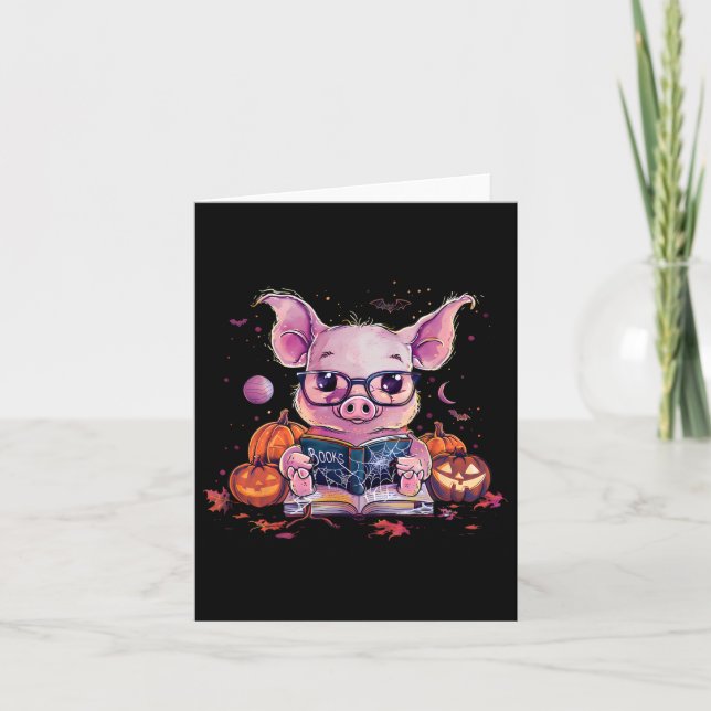 Gris Halloween Costume Pumpkin Witchcraft Bok Read Kort (Framsida)