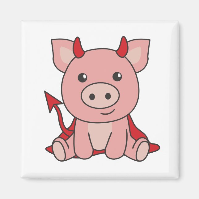 Gris Halloween Cute Djävulen Witch Costume Magnet (Framsidan)