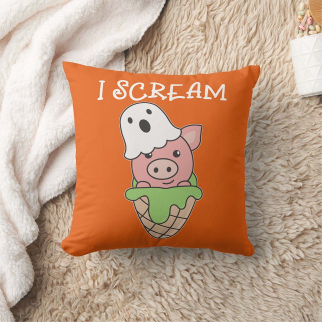Gris Halloween Ghost I Skräm Ice Cream Pun Kudde (Filt)