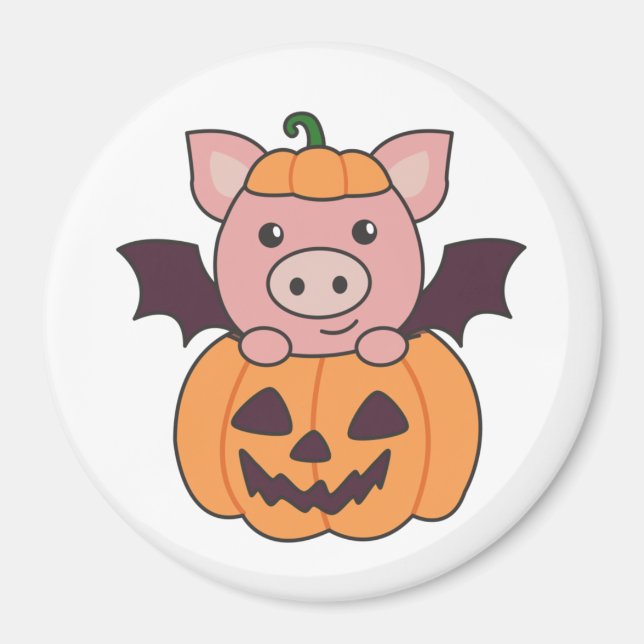 Gris Halloween Pumpkin Fladdermus Costume Magnet (Framsidan)