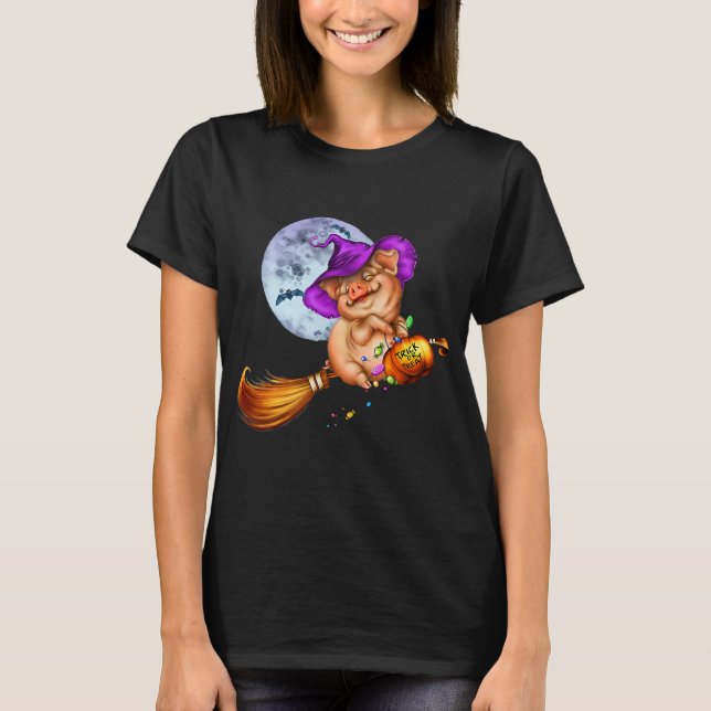 Gris Halloween Pumpkin Witch Hat T Shirt (Framsida)