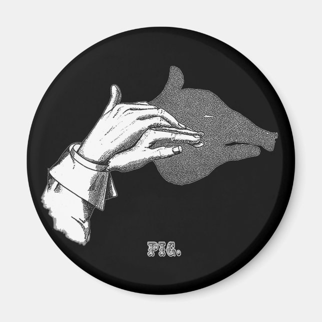 GRIS Hand Shadow Art från Antique Bok Magnet (Framsidan)