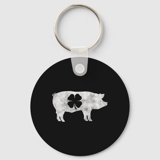 Gris Hog Bbq Kött Gift St. Patrick's Day Shamrock  Nyckelring (Framsida)