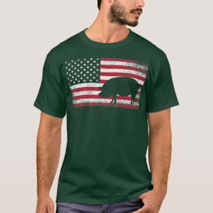 Gris Hog Farm Farmer 4:e juli Shirt American Fla T