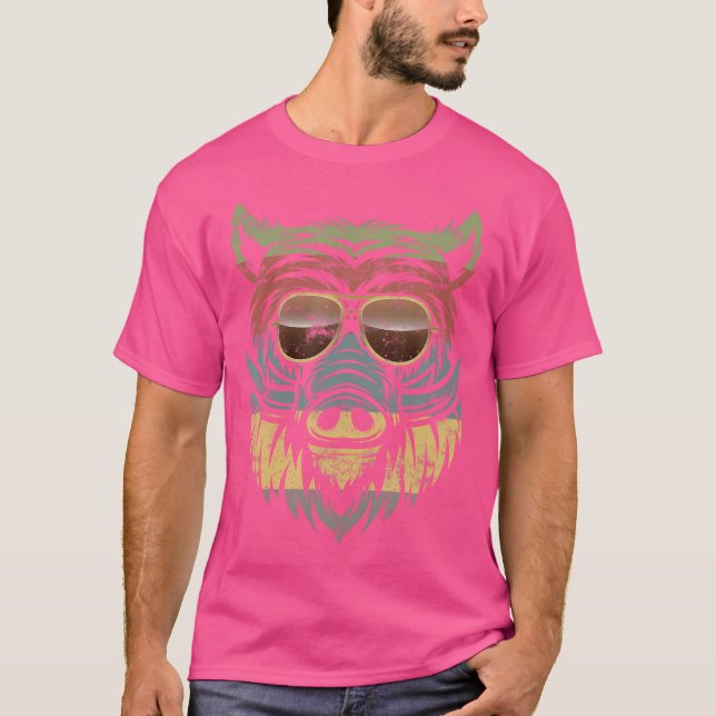 Gris Hog Retro Hunter Manar Hunting Boar Forest T Shirt (Framsida)
