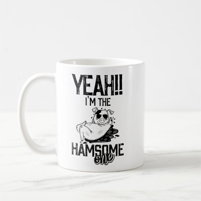 Gris Humor: Jag är Handsome (Ham-sone) One1 Kaffemugg (Vänster)