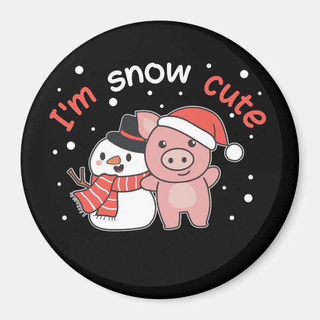 Gris I är Snö Cute Snögubbe Snö Pun Magnet (Framsidan)