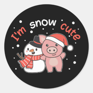 Gris I är Snö Cute Snögubbe Snö Pun Runt Klistermärke