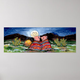 Gris i Blanket Romantic Night Måne Poster flottan