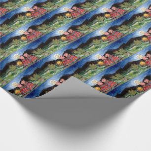 Gris i Blanket Romantic Night Måne Wrapping Pappe Presentpapper