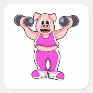 Gris i Bodybuilding med Dumbbells Fyrkantigt Klistermärke