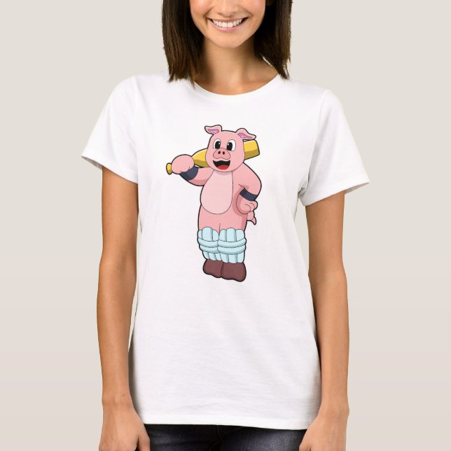 Gris i Cricket med Cricket fladdermus T Shirt (Framsida)