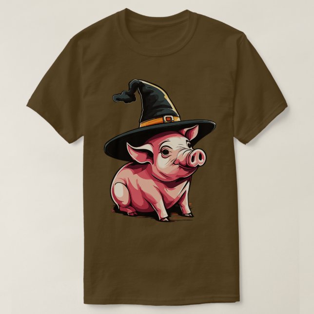 Gris i en häxhatt halloween pigg 1 t shirt (Design framsida)