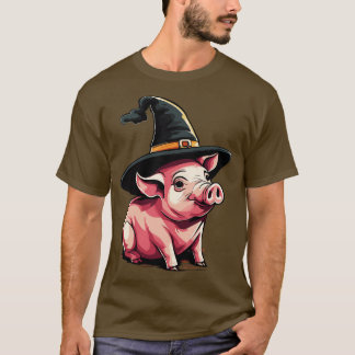 Gris i en häxhatt halloween pigg 1 t shirt
