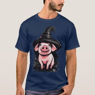 Gris i en häxhatt halloween piggy t shirt