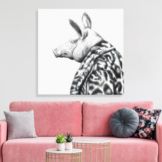 Gris i Jaguar Päls Jackar (Snö) Canvastryck (Insitu (Vardagsrum))