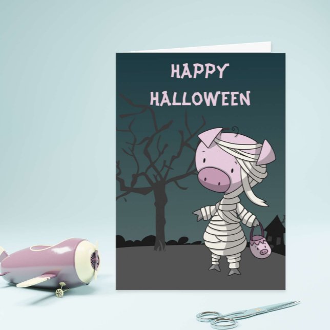 Gris i min kostym söt, roligt Halloween-kort Kort (Skapare uppladdad)