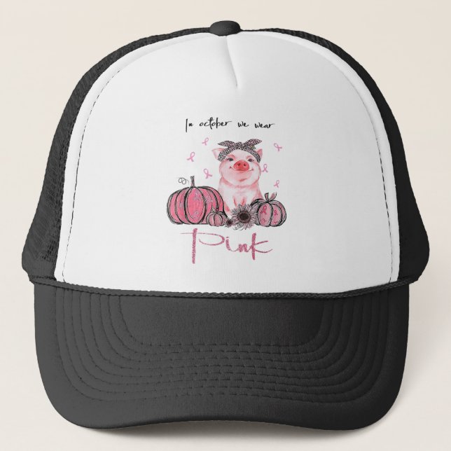 Gris i oktober Bära vi Rosa bröstcancer Keps (Framsida)