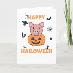 Gris i pumpa söta grisar glad halloween helgkort