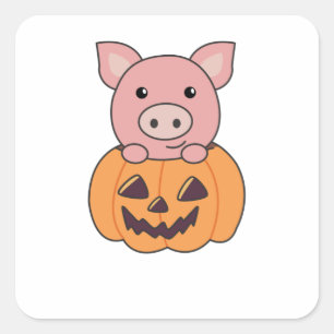 Gris i Pumpkin Sweet Grisar Happy halloween Fyrkantigt Klistermärke