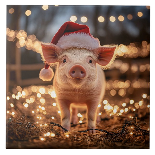 Gris i Santa Hat Kakelplatta (Framsidan)