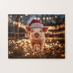 Gris i Santa Hat Pussel