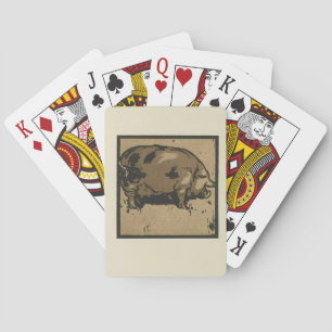 Gris - Illustration av kvadratiska djur Casinokort