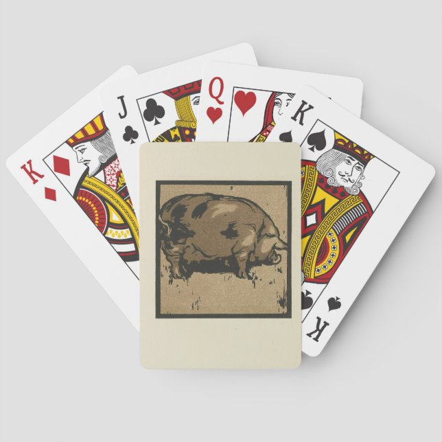 Gris - Illustration av kvadratiska djur Casinokort (Baksidan)