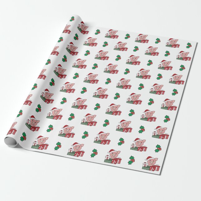 Gris jul Gift Winter Animals Grisar Wrapping Pa Presentpapper (Utrullad)
