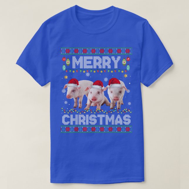 Gris jul Ljus Funny Julafton Santa Hat Animals T Shirt (Design framsida)
