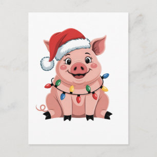 Gris jul Santa hatt Xmas högtid Xmas grismässa Helg Vykort