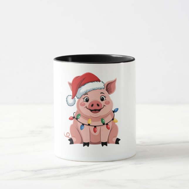 Gris jul Santa hatt Xmas högtid Xmas grismässa Mugg (Center)
