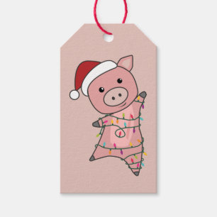 Gris jul Snö Winter Animals Grisar Gift Märkre Presentetikett