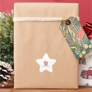 Gris jul Snö Winter Animals Grisar Stjärnformat Klistermärke