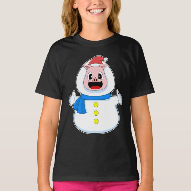 Gris jul Snögubbe T Shirt (Framsida)
